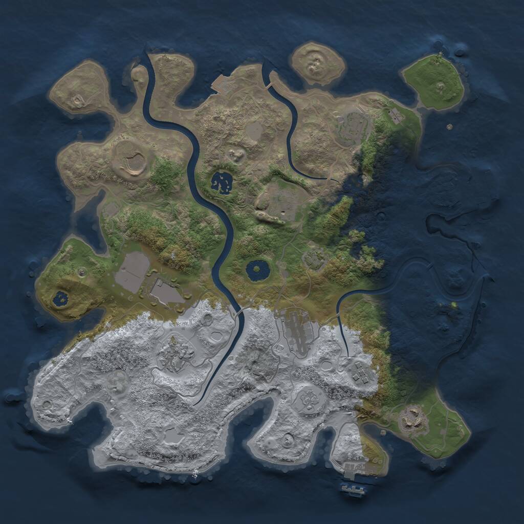 Rust Map: Procedural Map, Size: 3500, Seed: 439891836, 15 Monuments