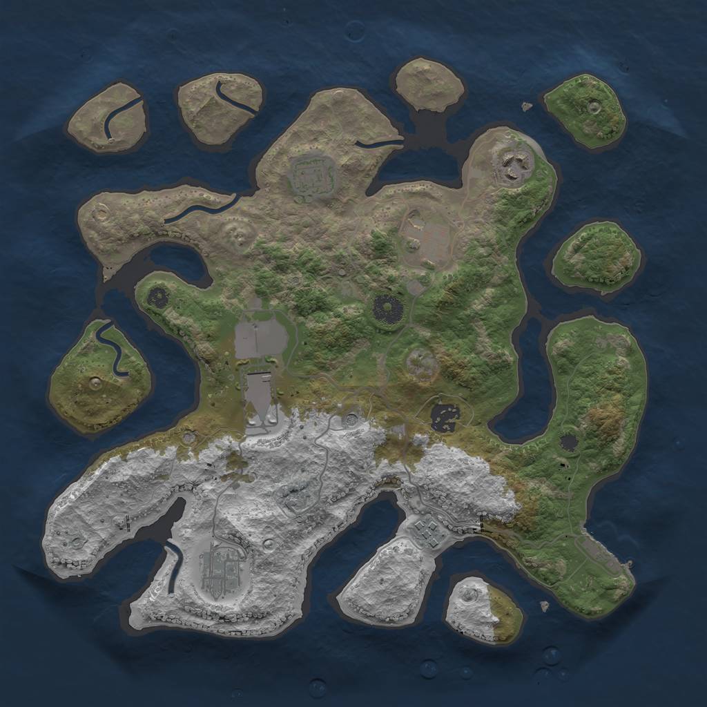 Rust Map: Procedural Map, Size: 3500, Seed: 439891836, 11 Monuments