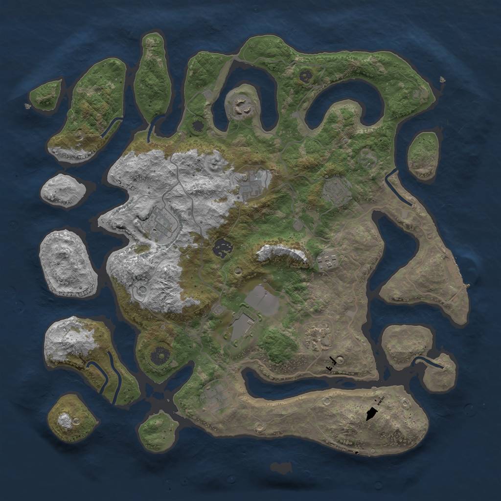 Rust Map: Procedural Map, Size: 4000, Seed: 1857121721, 13 Monuments