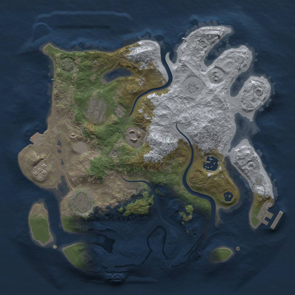 Rust Map: Procedural Map, Size: 3000, Seed: 1797614419, 11 Monuments