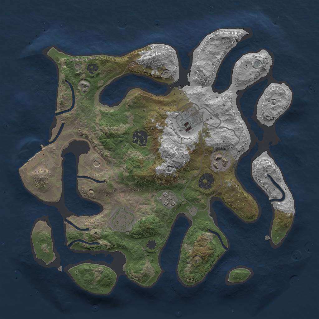 Rust Map: Procedural Map, Size: 3000, Seed: 1797614419, 9 Monuments