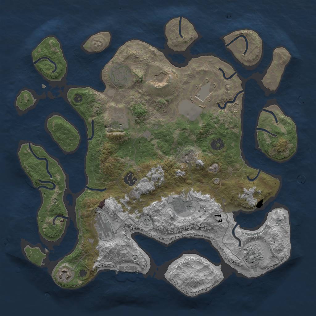 Rust Map: Procedural Map, Size: 3700, Seed: 1192959432, 13 Monuments