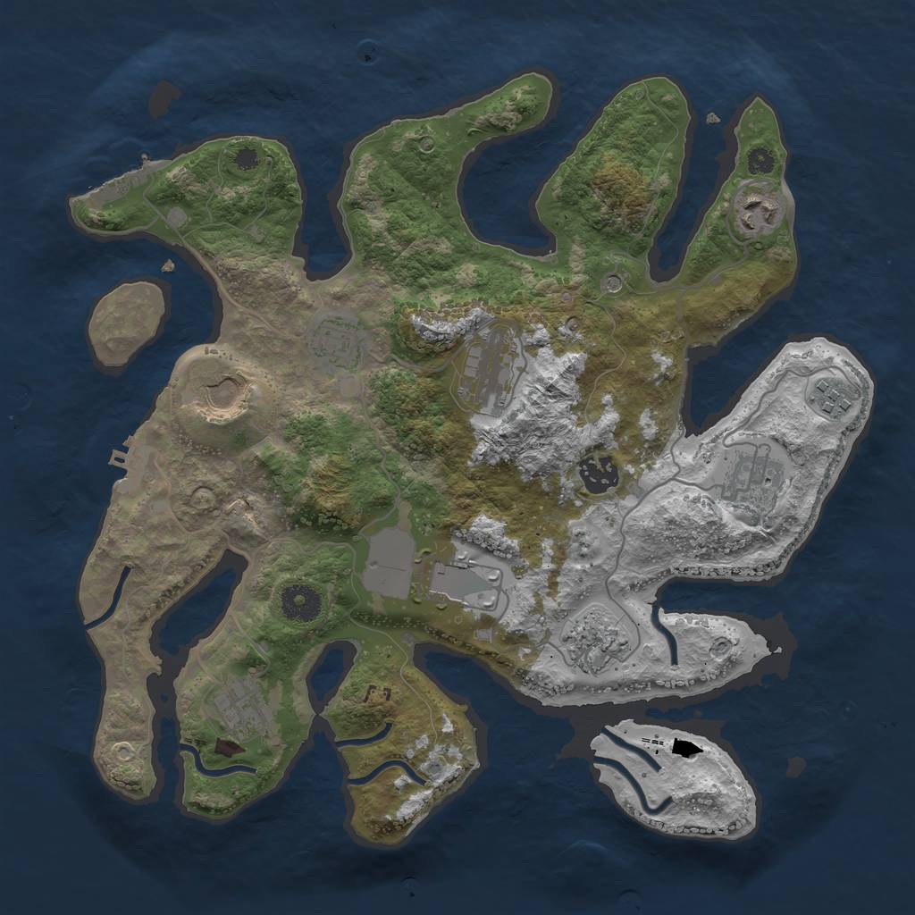 Rust Map: Procedural Map, Size: 3525, Seed: 518503, 15 Monuments