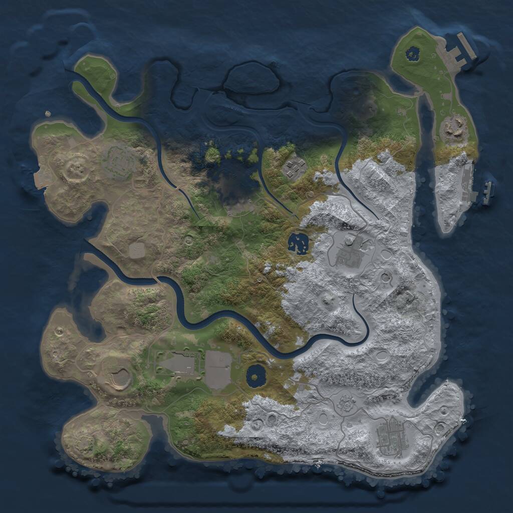 Rust Map: Procedural Map, Size: 3500, Seed: 156976470, 15 Monuments