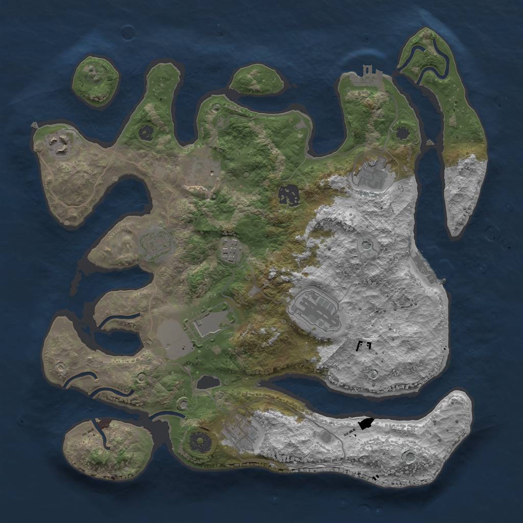 Rust Map: Procedural Map, Size: 3500, Seed: 156976470, 14 Monuments