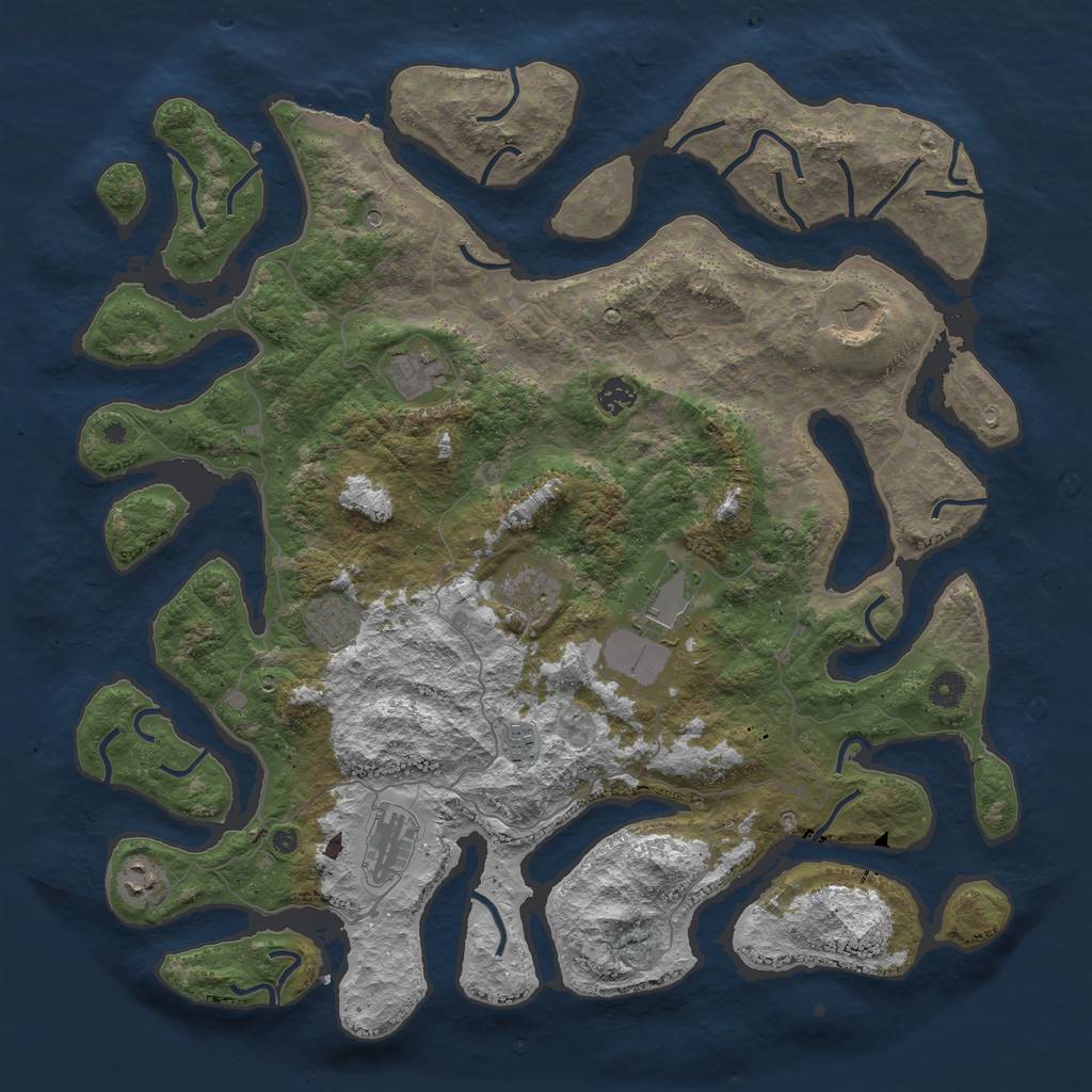 Rust Map: Procedural Map, Size: 4500, Seed: 91291224, 13 Monuments