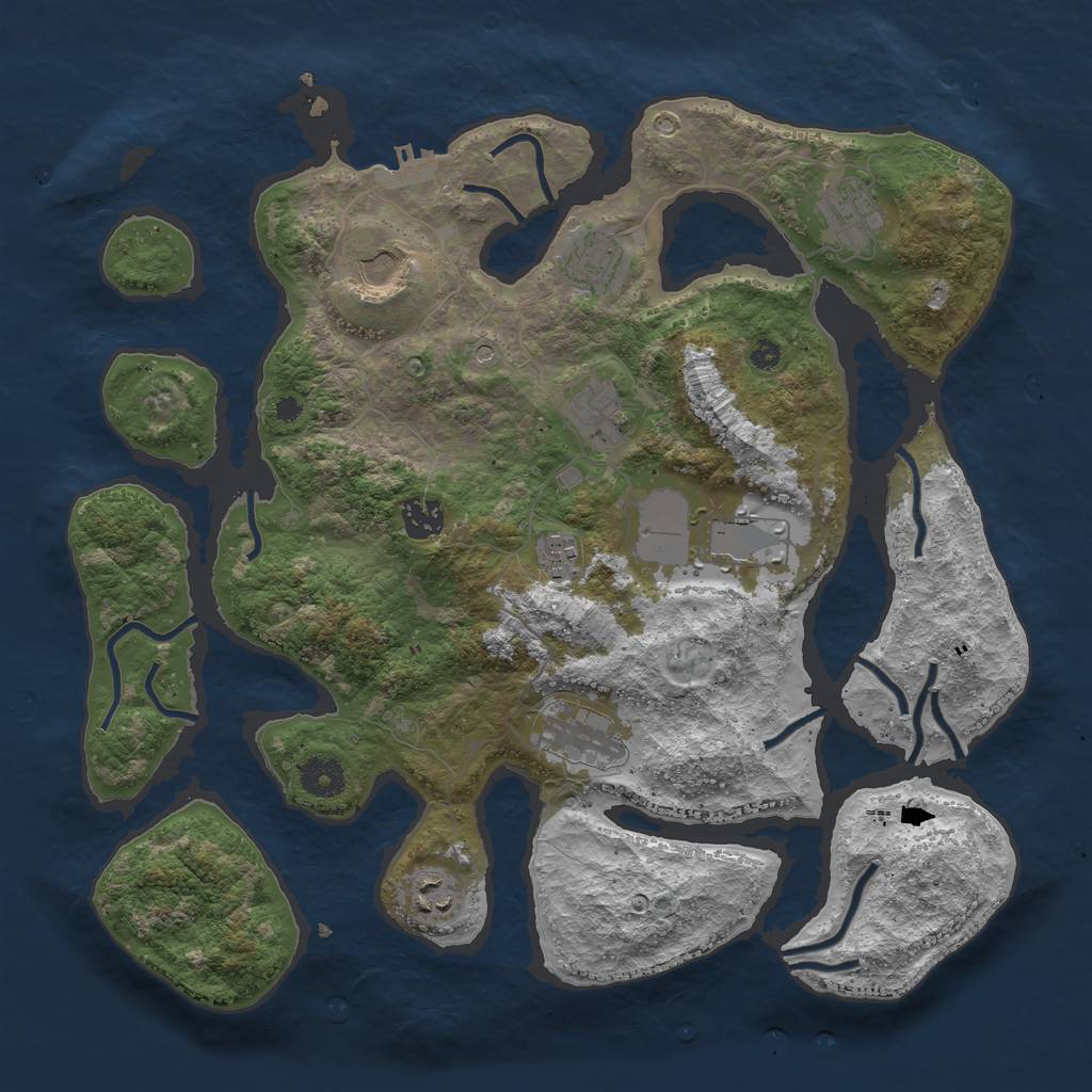 Rust Map: Procedural Map, Size: 3800, Seed: 10607, 13 Monuments