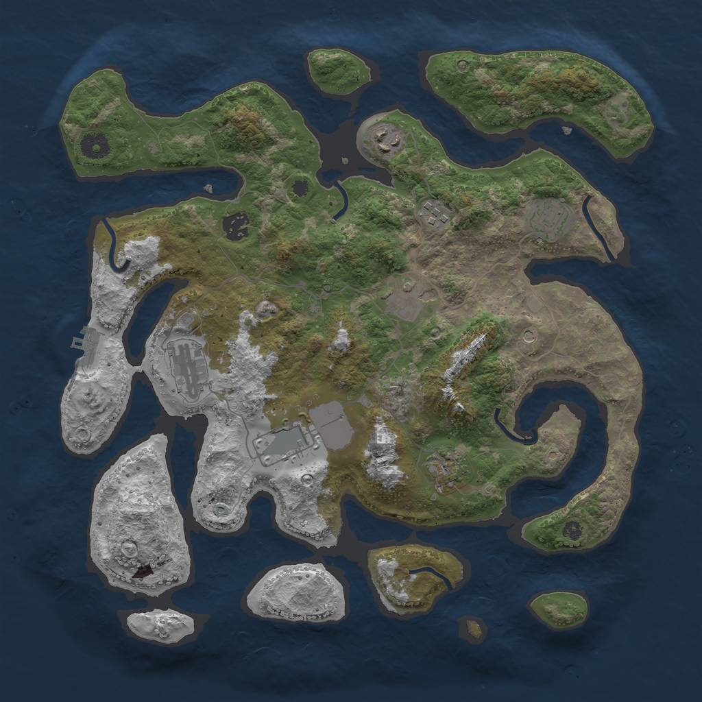 Rust Map: Procedural Map, Size: 3800, Seed: 40607, 12 Monuments