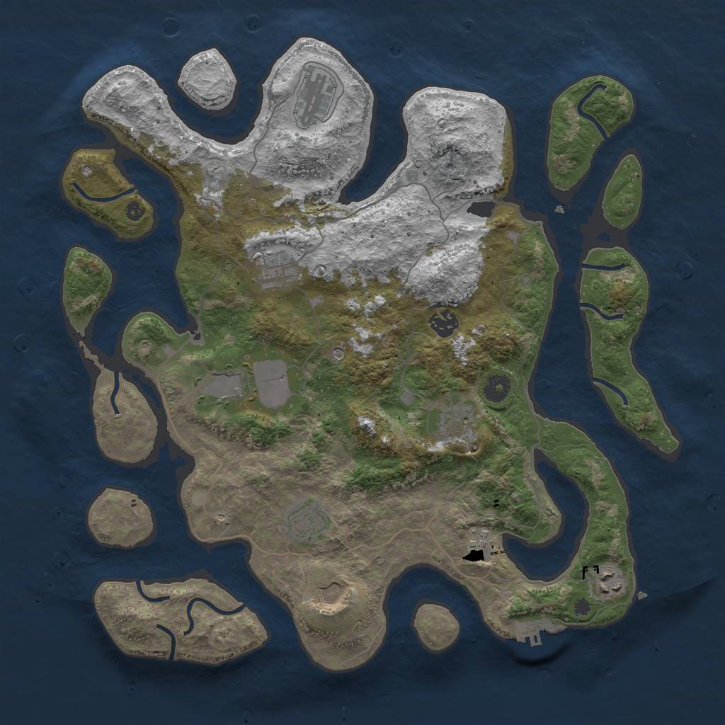 Rust Map: Procedural Map, Size: 4000, Seed: 556204757, 13 Monuments