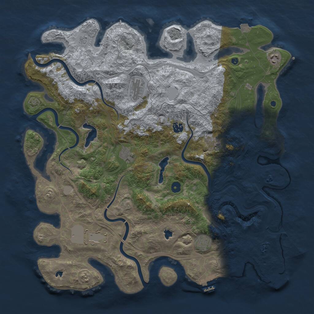 Rust Map: Procedural Map, Size: 4500, Seed: 556204757, 14 Monuments