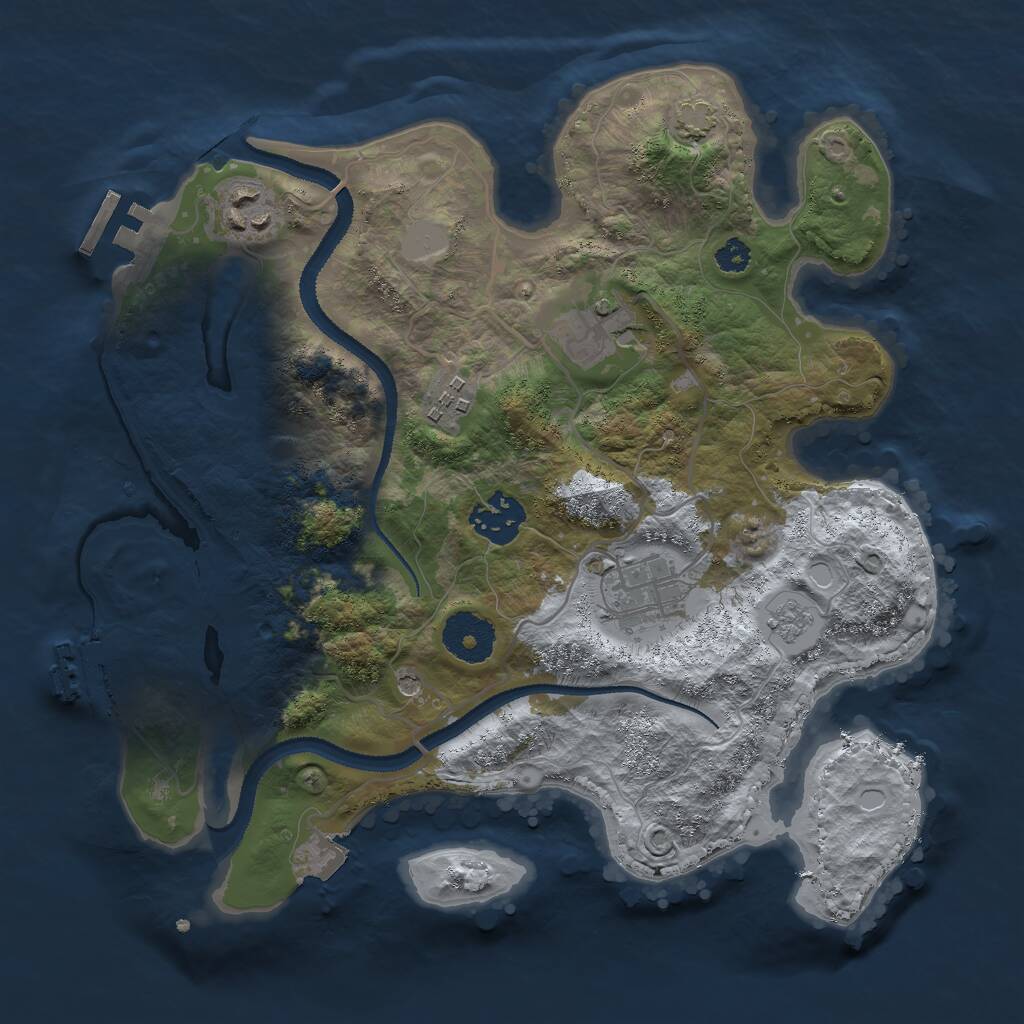 Rust Map: Procedural Map, Size: 3000, Seed: 3021, 11 Monuments