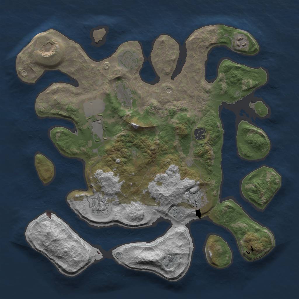 Rust Map: Barren, Size: 3700, Seed: 291244240, 12 Monuments