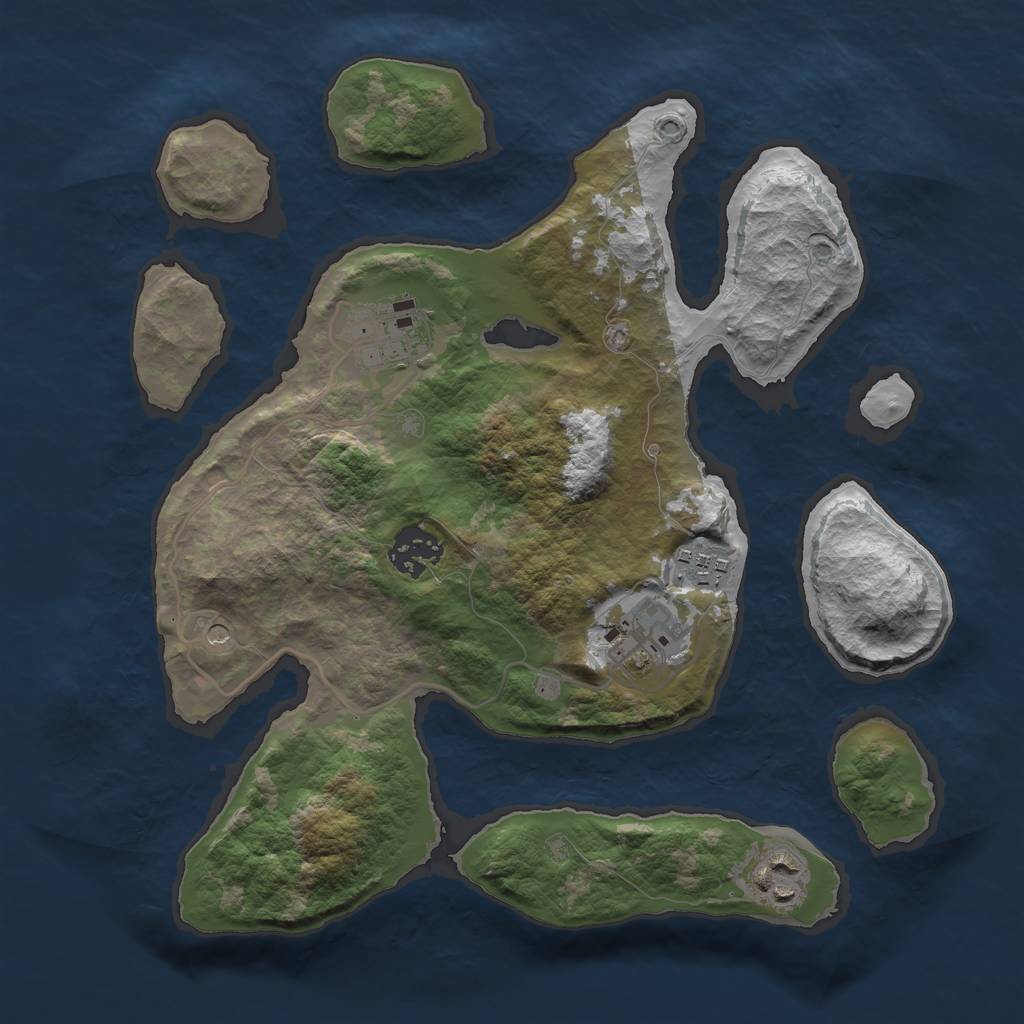 Rust Map: Barren, Size: 3000, Seed: 3212, 8 Monuments