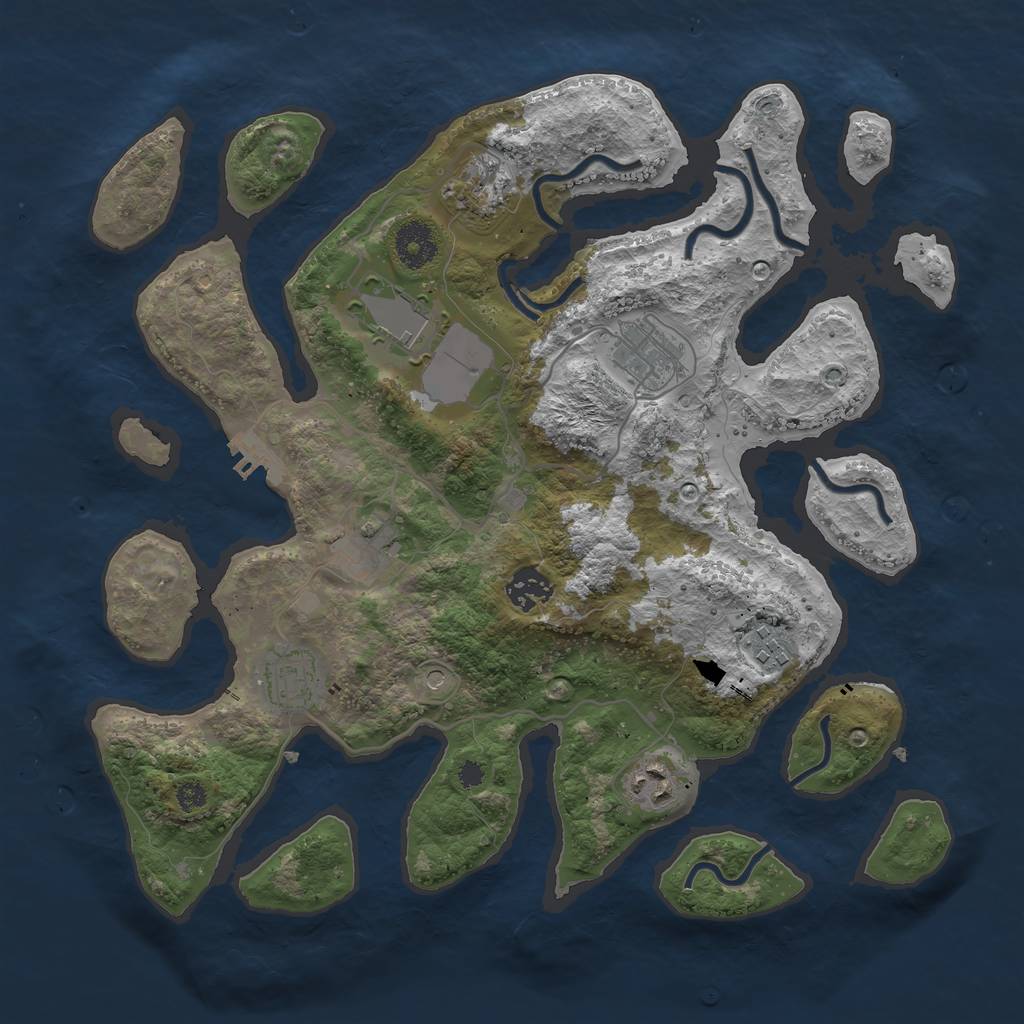 Rust Map: Procedural Map, Size: 3500, Seed: 1251235, 12 Monuments