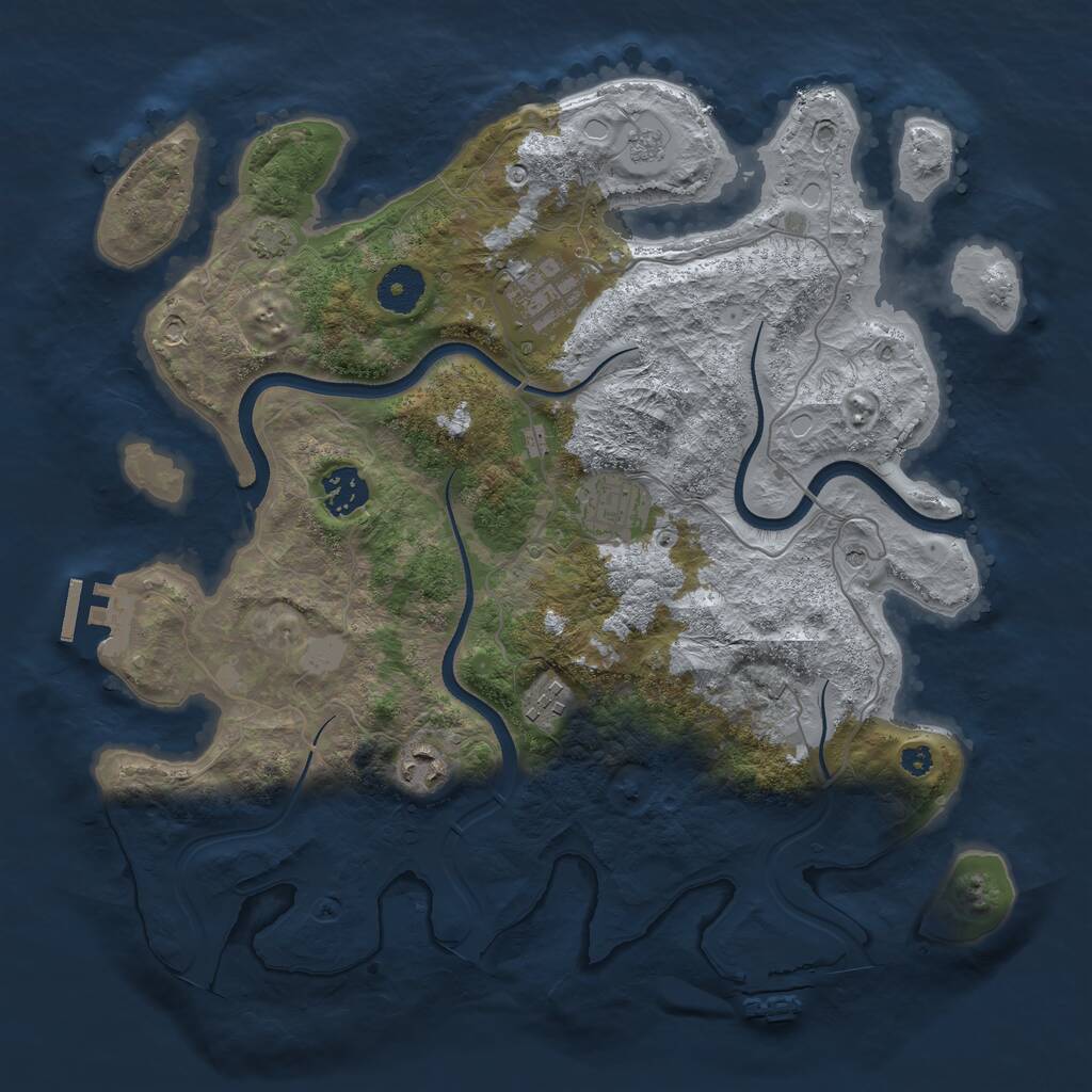 Rust Map: Procedural Map, Size: 3500, Seed: 1251235, 11 Monuments