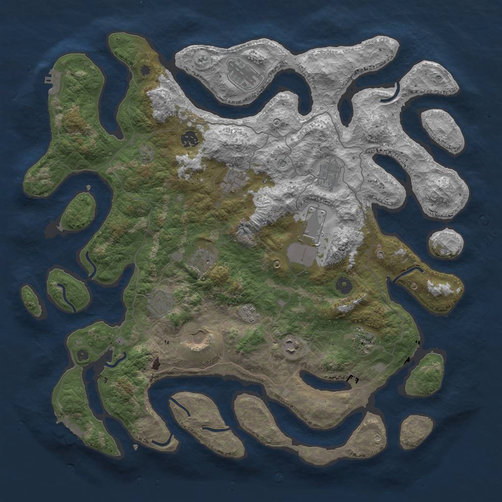 Rust Map: Procedural Map, Size: 4500, Seed: 407289, 16 Monuments