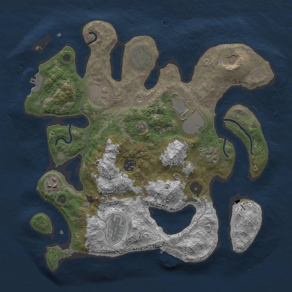 Rust Map: Procedural Map, Size: 3500, Seed: 1621113921, 13 Monuments