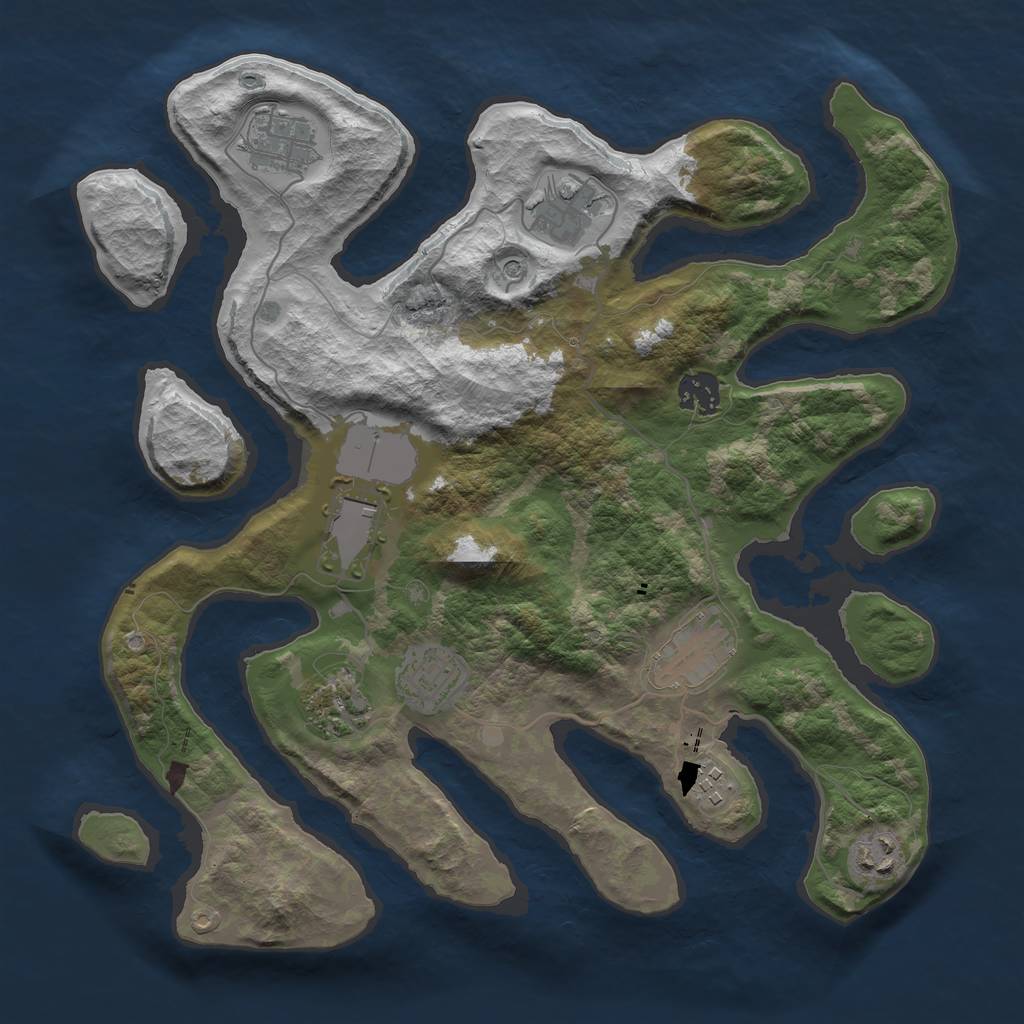 Rust Map: Barren, Size: 3500, Seed: 1507152355, 12 Monuments