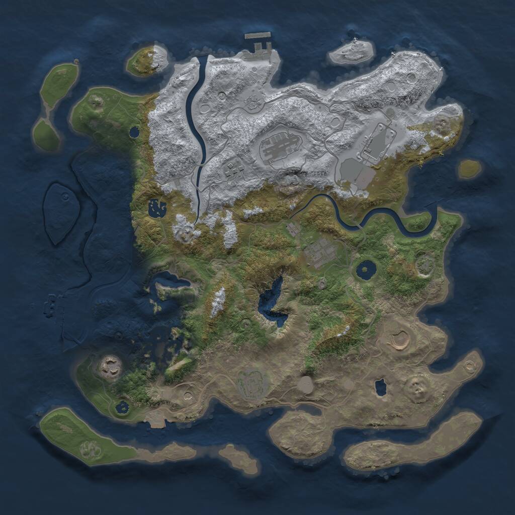 Rust Map: Procedural Map, Size: 4000, Seed: 40028, 15 Monuments