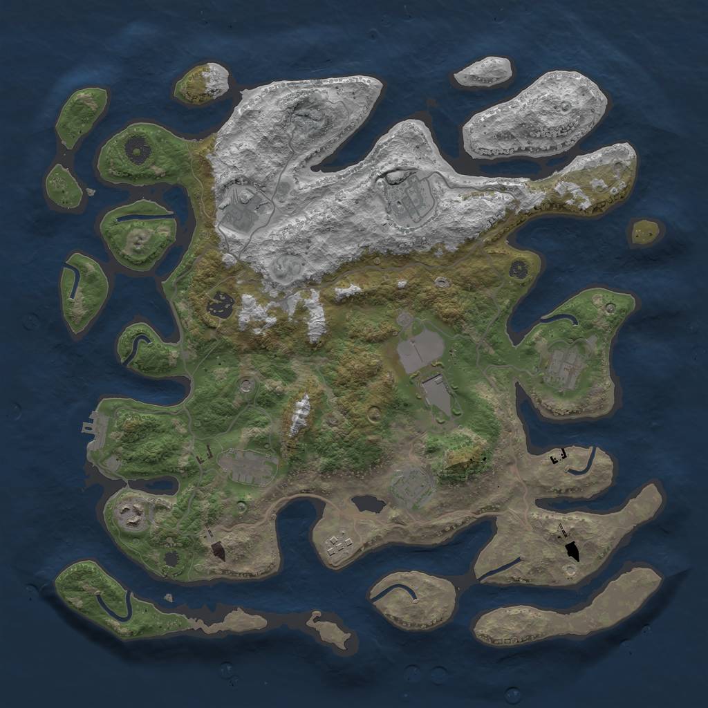 Rust Map: Procedural Map, Size: 4000, Seed: 40028, 13 Monuments