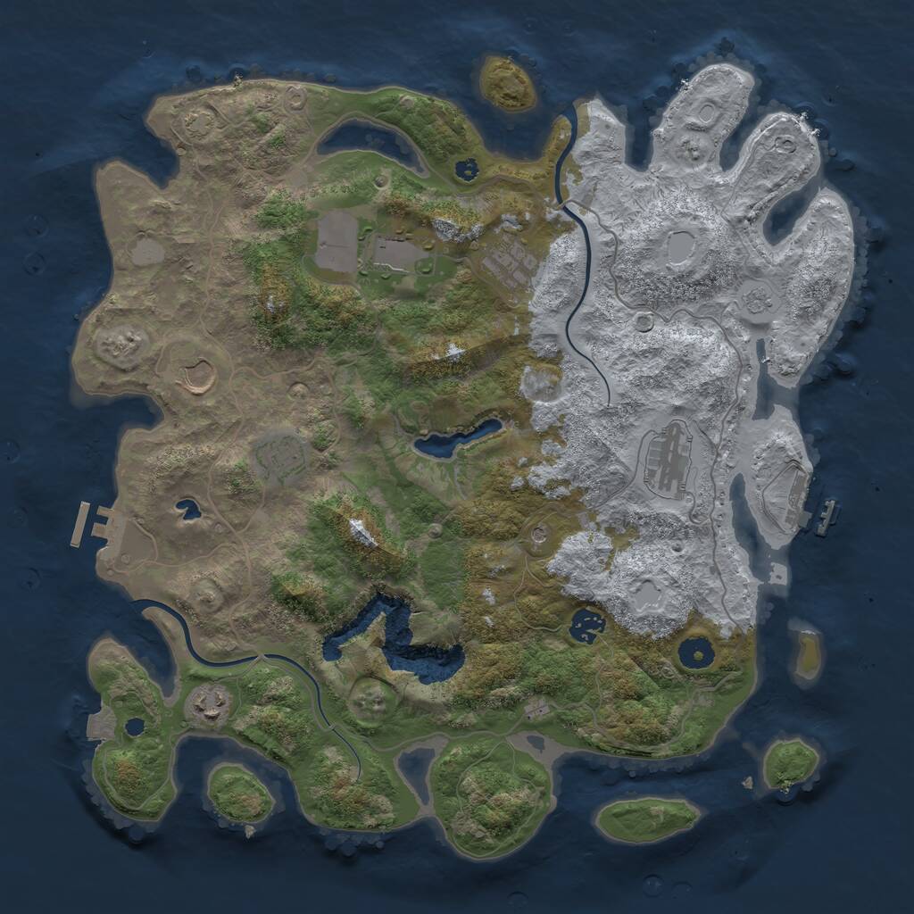 Rust Map: Procedural Map, Size: 4000, Seed: 85320087, 13 Monuments