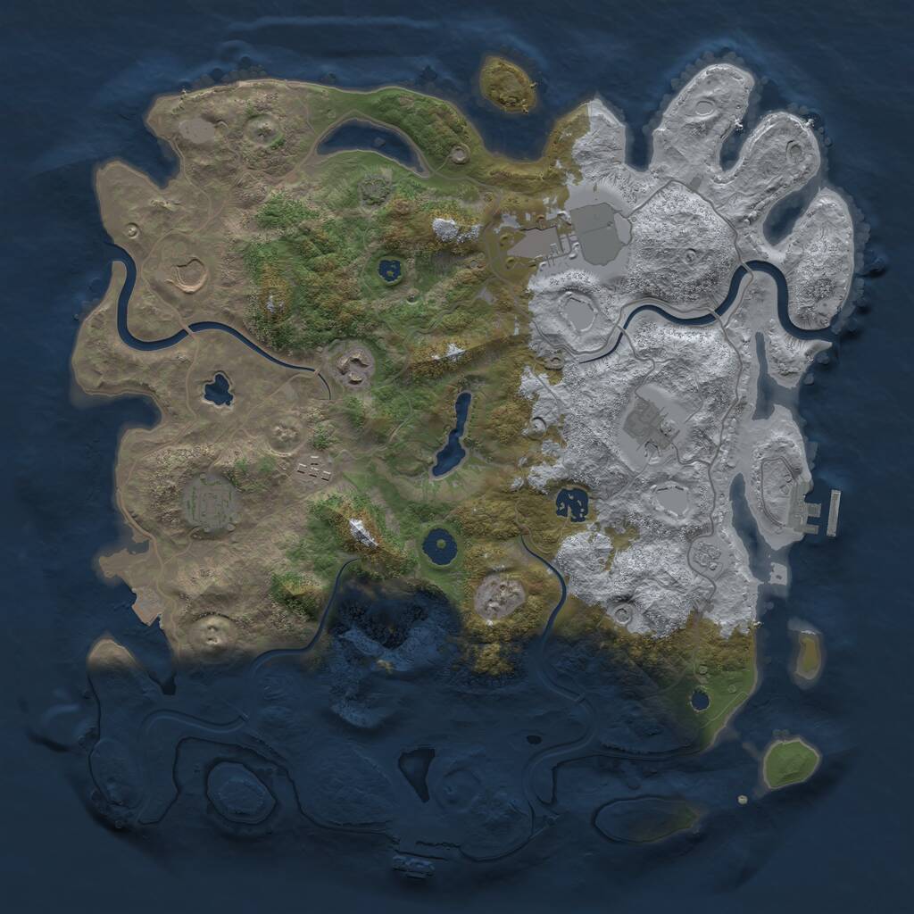 Rust Map: Procedural Map, Size: 4000, Seed: 85320087, 13 Monuments