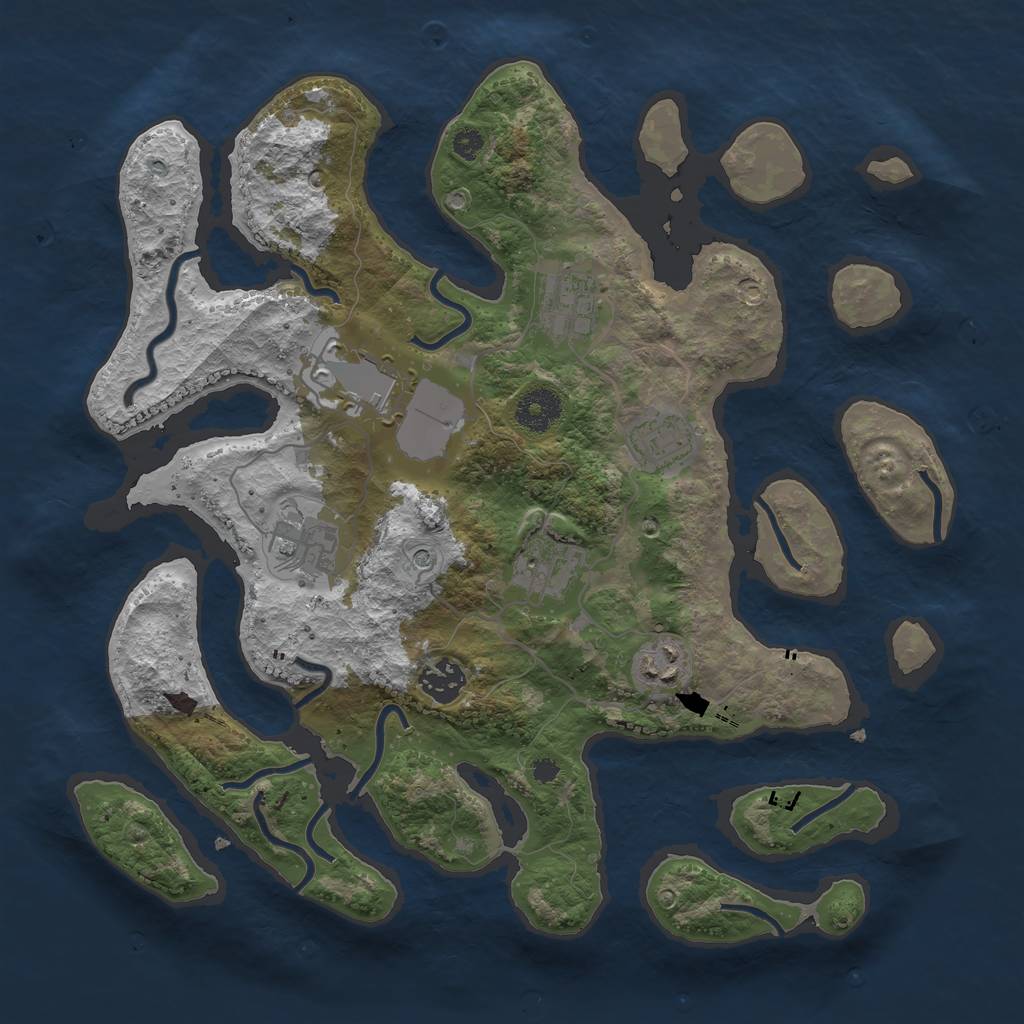 Rust Map: Procedural Map, Size: 3500, Seed: 40881426, 10 Monuments