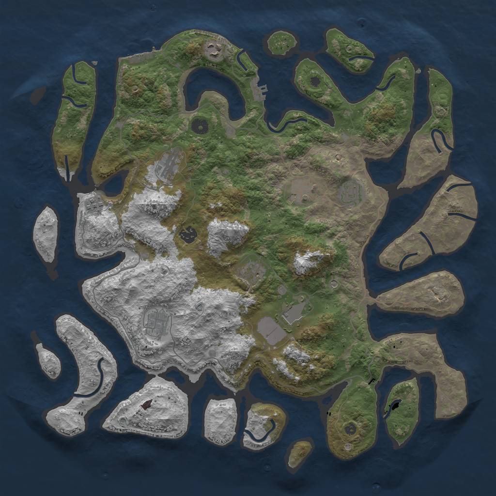 Rust Map: Procedural Map, Size: 4500, Seed: 1451270709, 14 Monuments