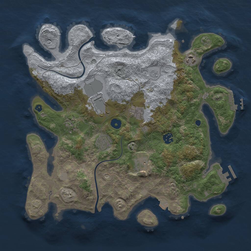 Rust Map: Procedural Map, Size: 3600, Seed: 629929, 13 Monuments