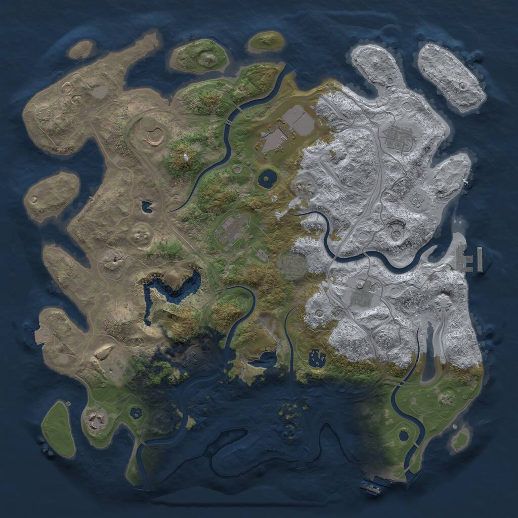 Rust Map: Procedural Map, Size: 4250, Seed: 274894, 16 Monuments