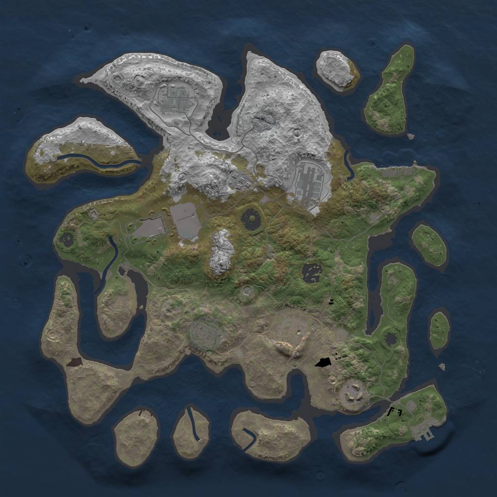 Rust Map: Procedural Map, Size: 3600, Seed: 9366, 13 Monuments