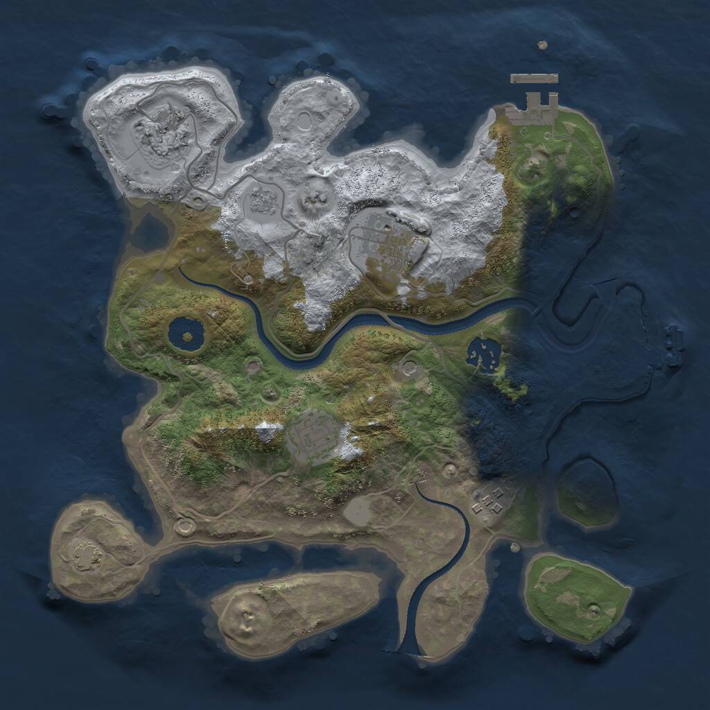 Rust Map: Procedural Map, Size: 3000, Seed: 1895651702, 11 Monuments