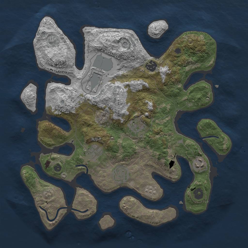 Rust Map: Procedural Map, Size: 3500, Seed: 16475359, 10 Monuments