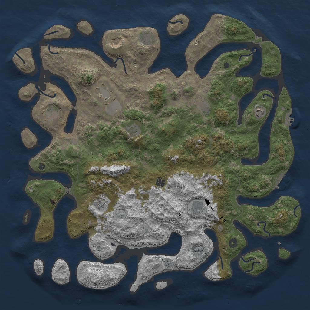 Rust Map: Procedural Map, Size: 5000, Seed: 42231998, 16 Monuments