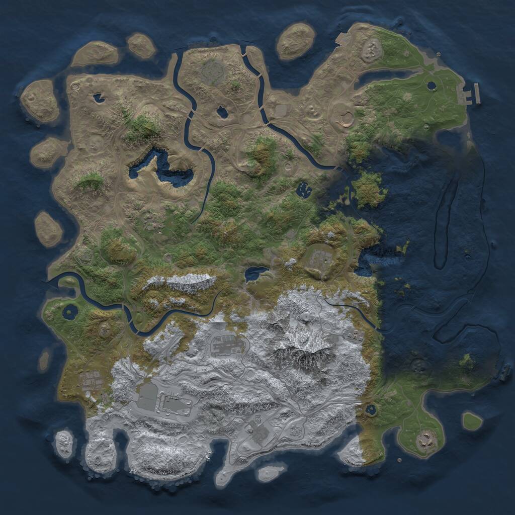 Rust Map: Procedural Map, Size: 5000, Seed: 42231998, 17 Monuments
