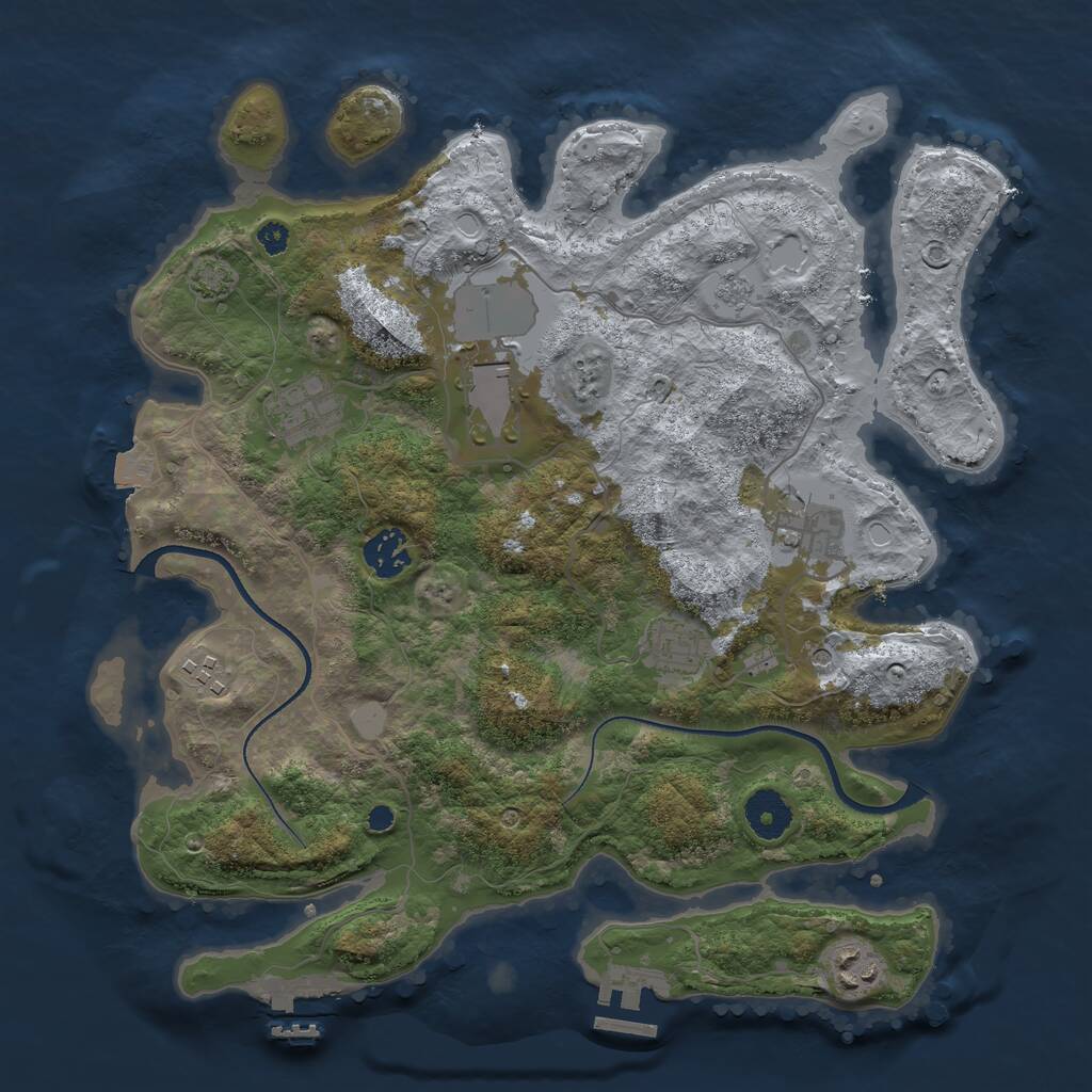 Rust Map: Procedural Map, Size: 3500, Seed: 830965, 13 Monuments