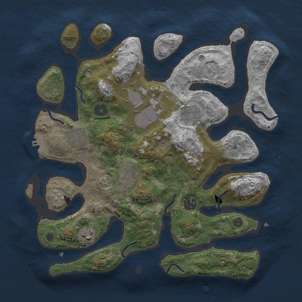 Rust Map: Procedural Map, Size: 3500, Seed: 830965, 11 Monuments