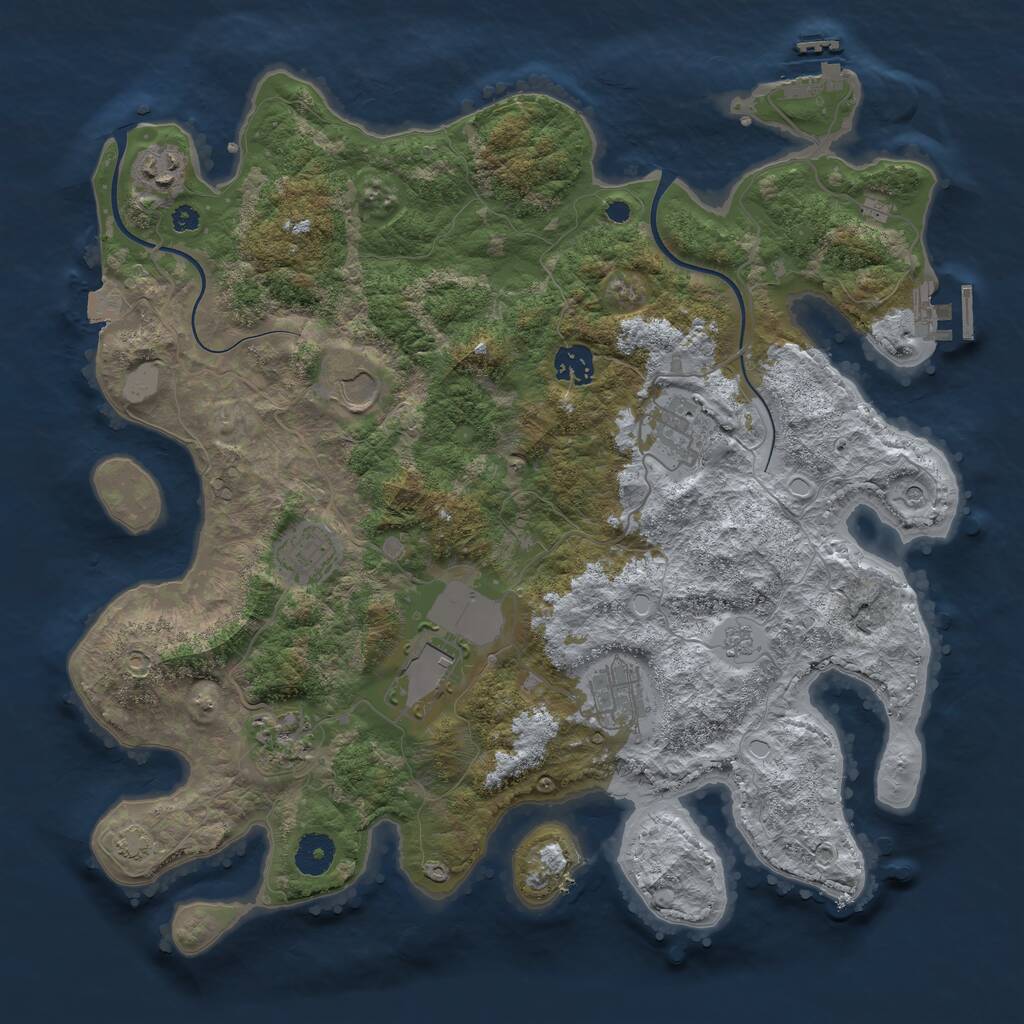 Rust Map: Procedural Map, Size: 3750, Seed: 1916659711, 14 Monuments