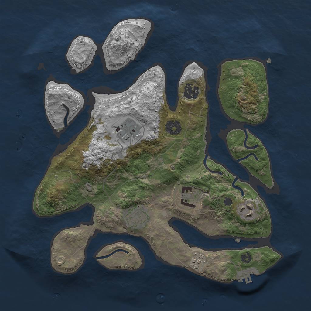 Rust Map: Procedural Map, Size: 3000, Seed: 1726577355, 9 Monuments