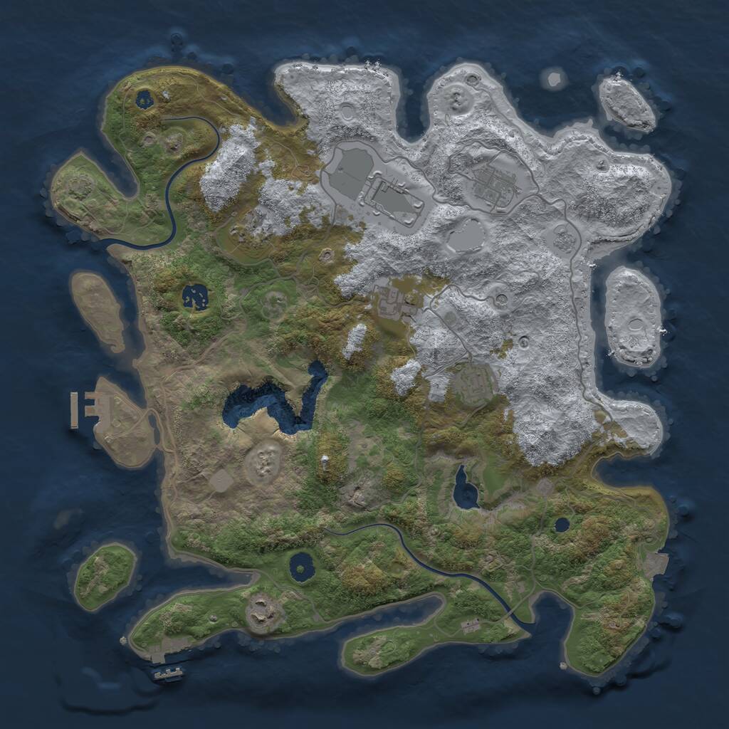 Rust Map: Procedural Map, Size: 4000, Seed: 735674, 13 Monuments