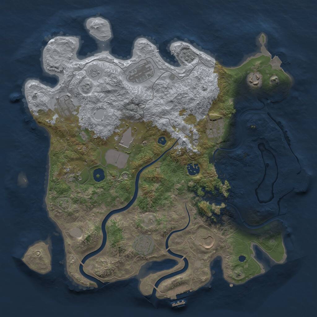 Rust Map: Procedural Map, Size: 3750, Seed: 1498877196, 16 Monuments