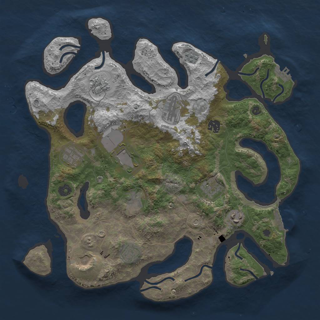 Rust Map: Procedural Map, Size: 3750, Seed: 1498877196, 16 Monuments