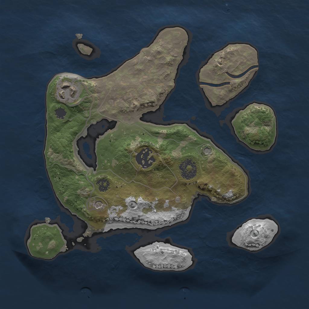 Rust Map: Procedural Map, Size: 2400, Seed: 418695702, 5 Monuments