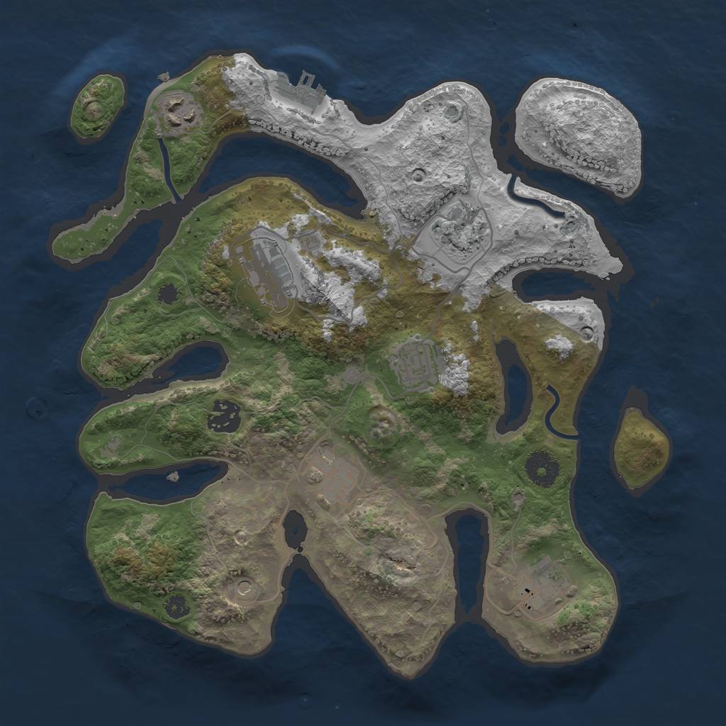 Rust Map: Procedural Map, Size: 3200, Seed: 845, 11 Monuments