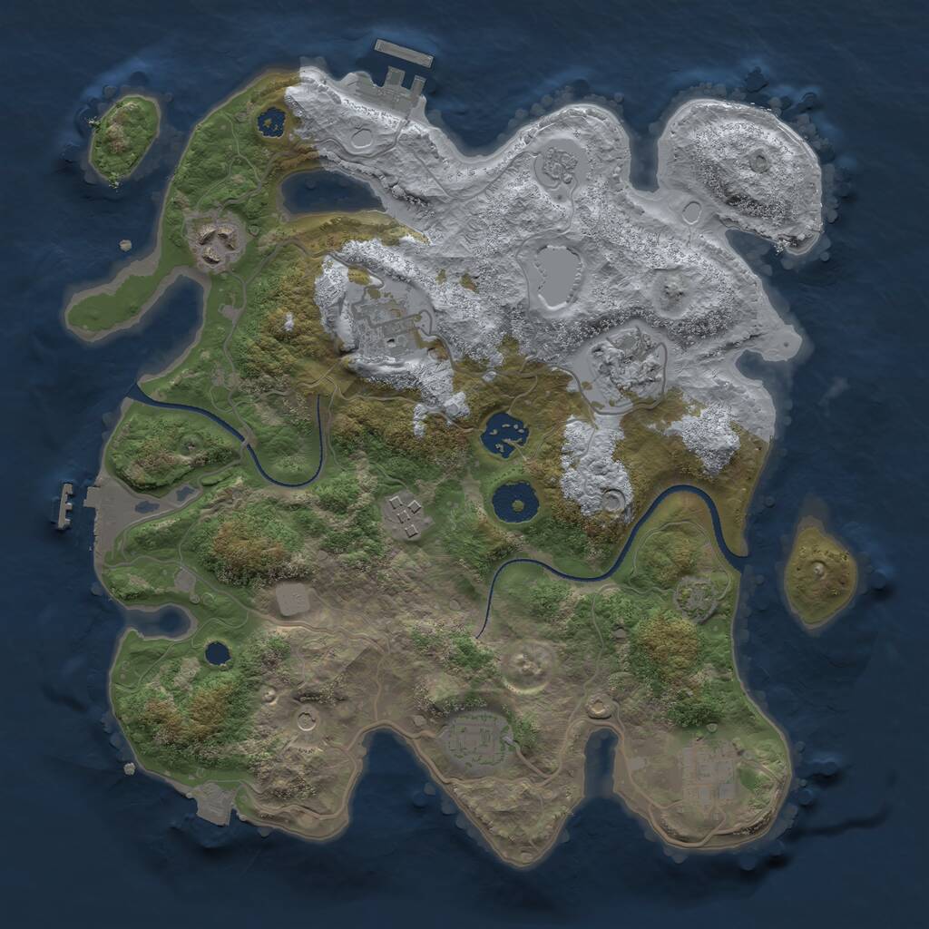 Rust Map: Procedural Map, Size: 3200, Seed: 845, 13 Monuments