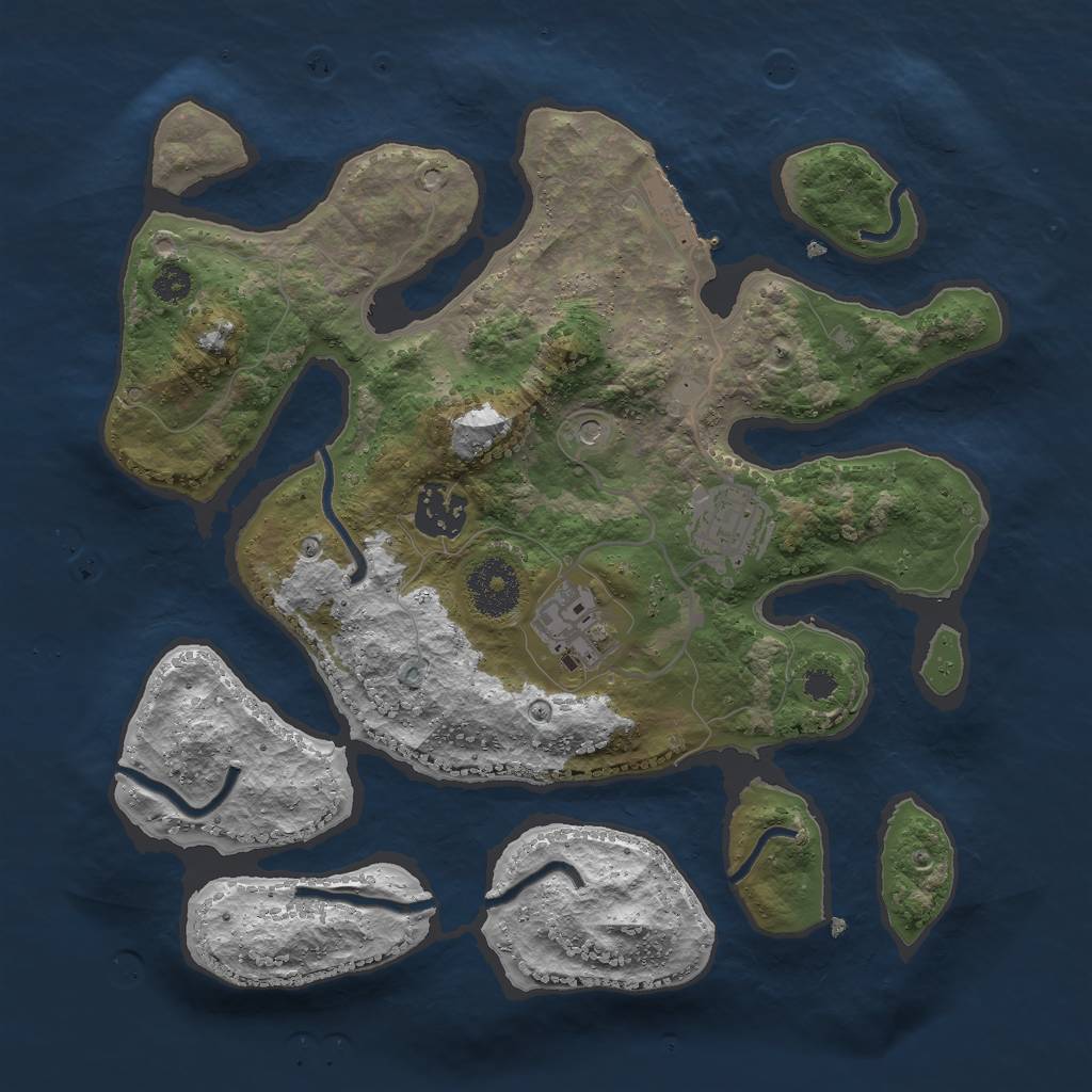 Rust Map: Procedural Map, Size: 3000, Seed: 321595808, 7 Monuments