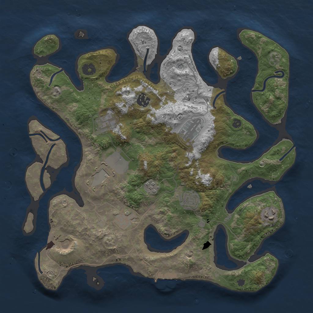 Rust Map: Procedural Map, Size: 3600, Seed: 58218921, 13 Monuments