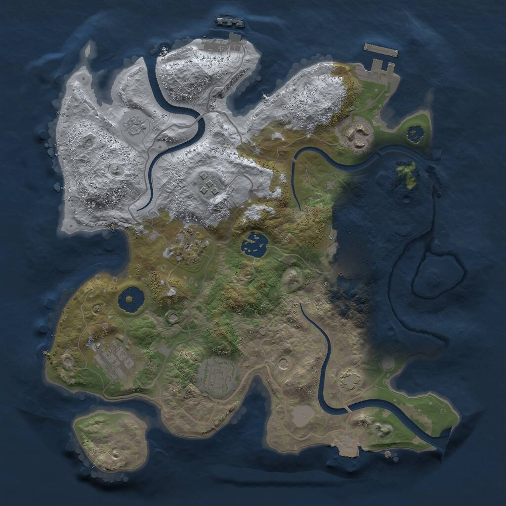 Rust Map: Procedural Map, Size: 3000, Seed: 1716948740, 13 Monuments