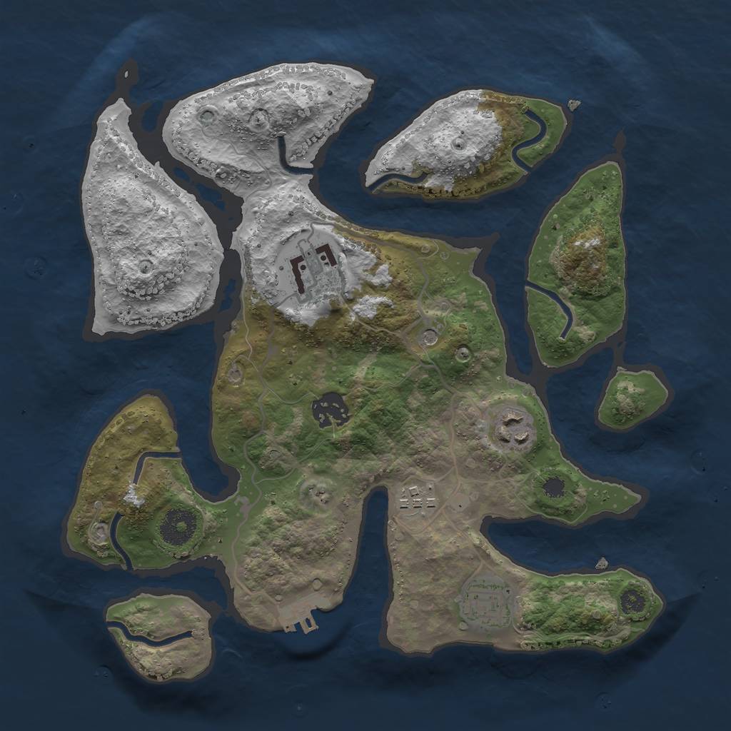 Rust Map: Procedural Map, Size: 3000, Seed: 1716948740, 9 Monuments