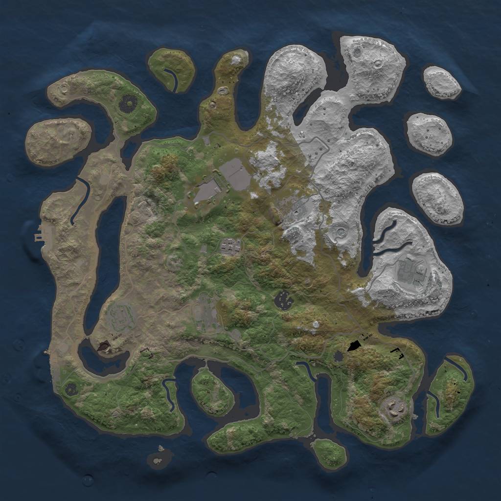 Rust Map: Procedural Map, Size: 4000, Seed: 1897519035, 13 Monuments